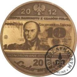 20 ludowych - BANKNOTY PRL - 10 - 2000000 złotych (18 żetonów) / MONETY PRODUKCYJNE / WERSJA PODSTAWOWA (mosiądz srebrzony oksydowany + miniaturowa kopia banknotu na płytce mosiężnej)